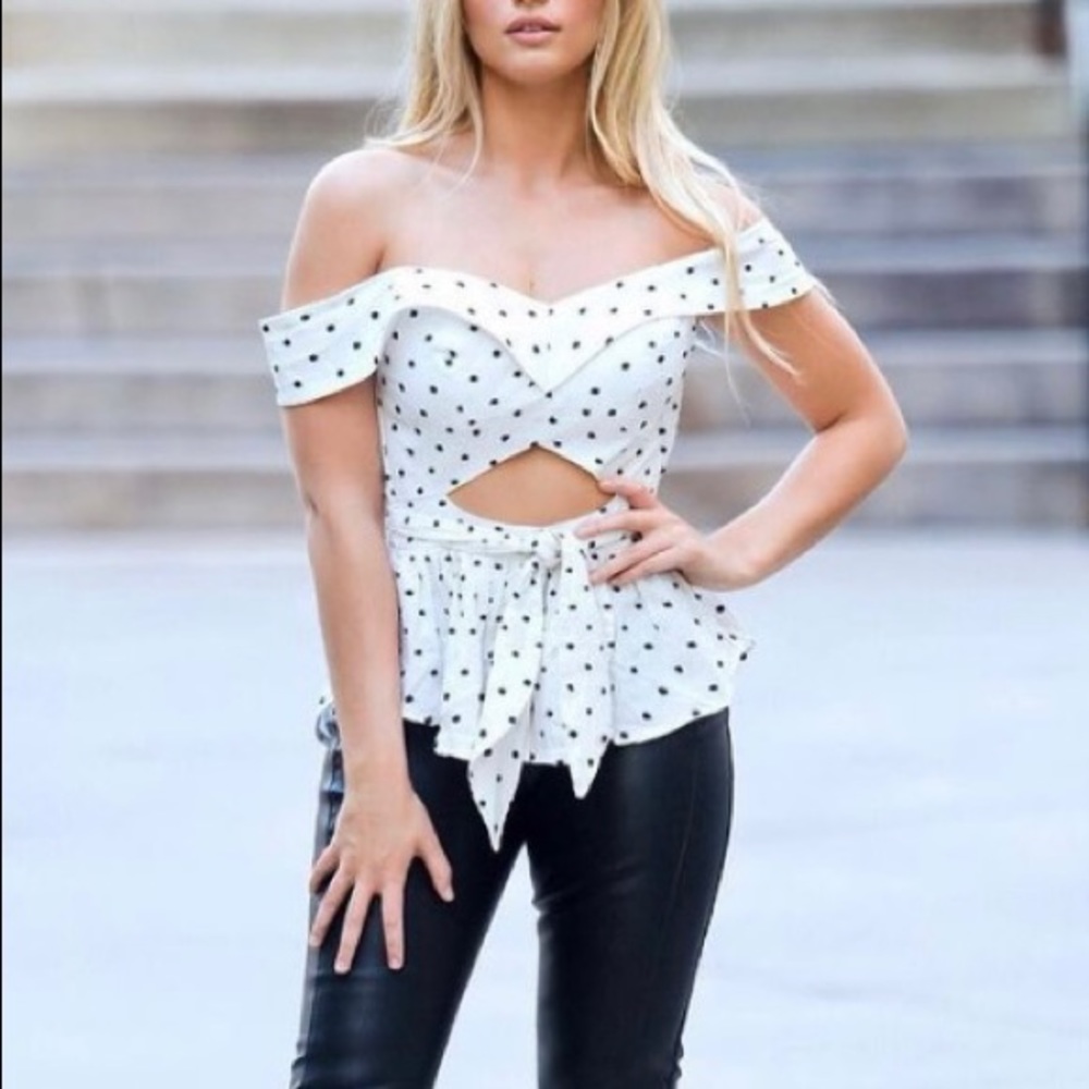 Polka dot baby doll top, size small